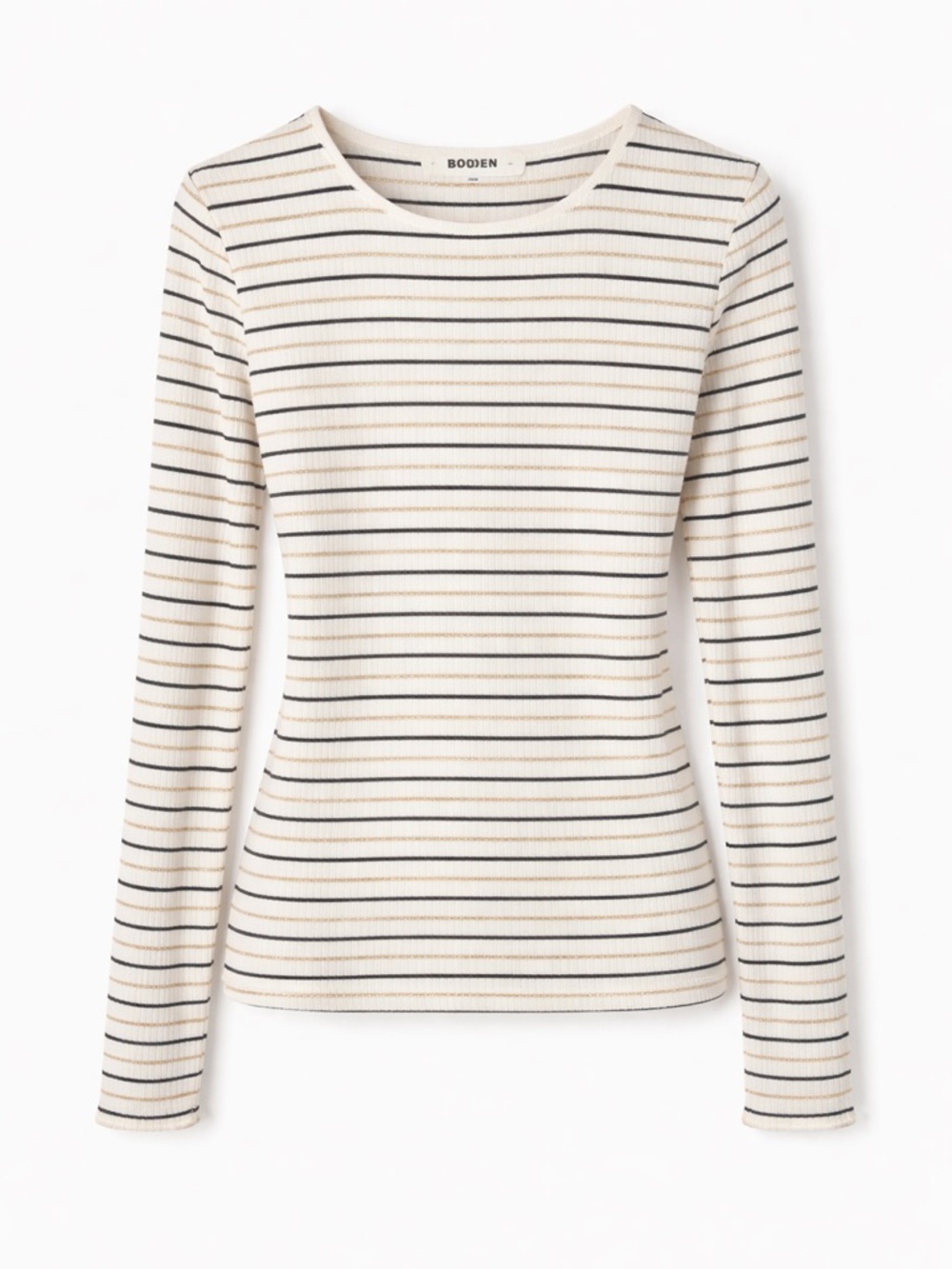 Boden Striped Ribbed Top Parisian Chic Quiet Luxury Coastal Classic-Sz 4